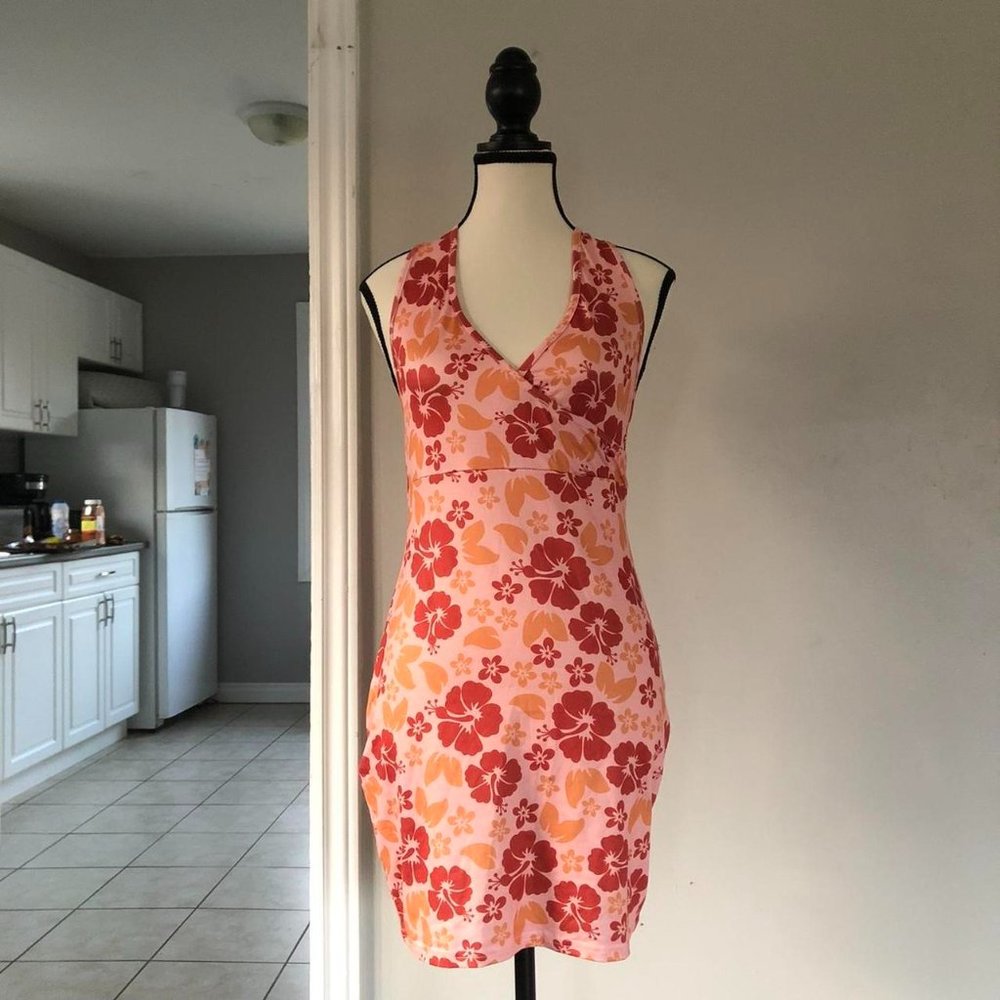 Shein island floral halter dress